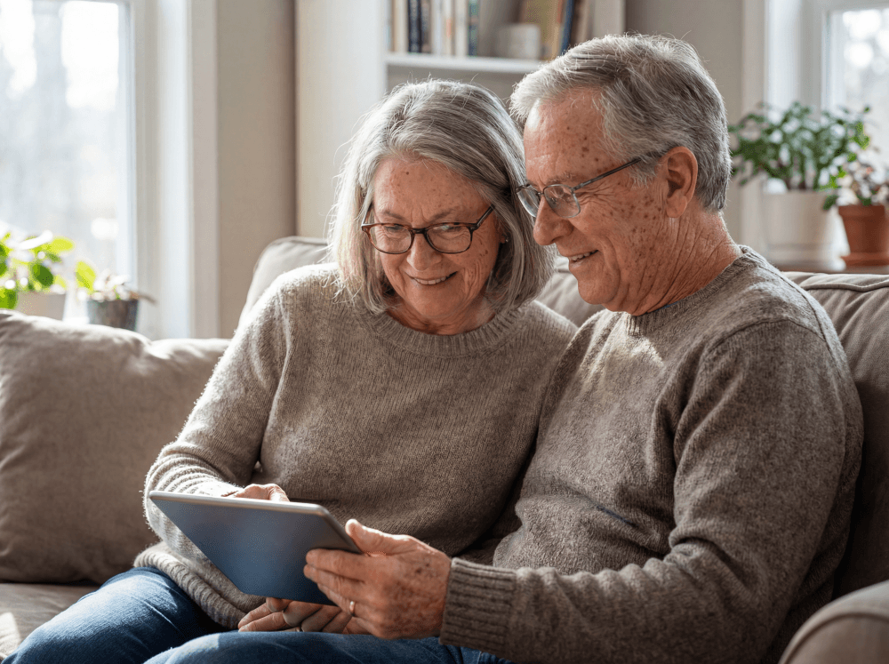Senior couple on laptop